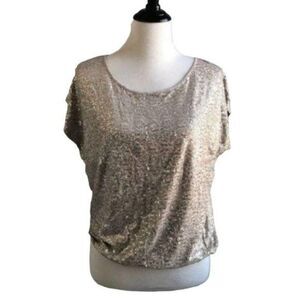 Macy’s INC Sequined Cap Sleeved Shimmery Top M